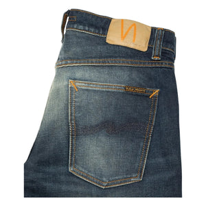 Nudie Jeans - Vaqueros de algodón Solid Ollie Lost Light | Gris azulado pálido
