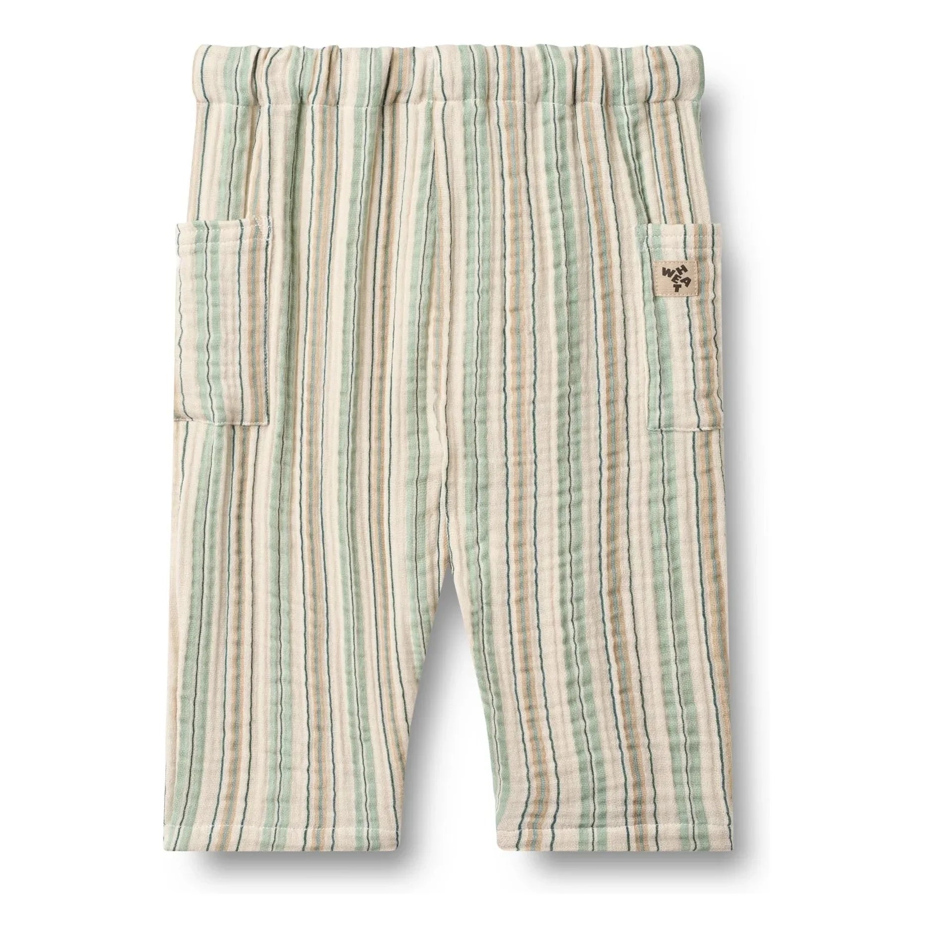 Trigo - Pantalón de algodón orgánico a rayas Arne | Verde claro