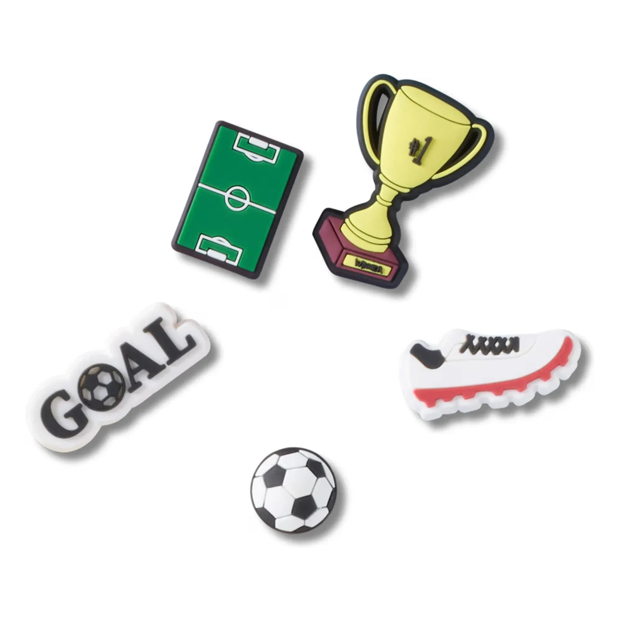 Crocs - Juego de 5 Jibbitz de Fútbol | Blanco