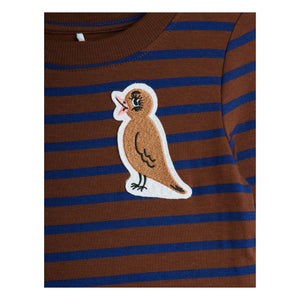 Mini Rodini - Vestido de algodón orgánico con pájaros | Marrón