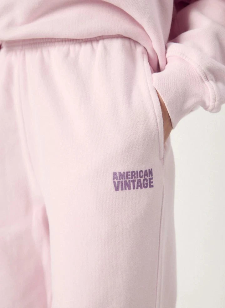 American Vintage - Pantalones Jogger Plizzy de Algodón | Rosa Claro
