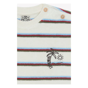 Bonton - Livo Viva Camiseta de punto de toalla a rayas | Blanco