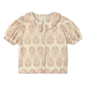 Coco au Lait - Blusa floral de algodón orgánico | Crudo