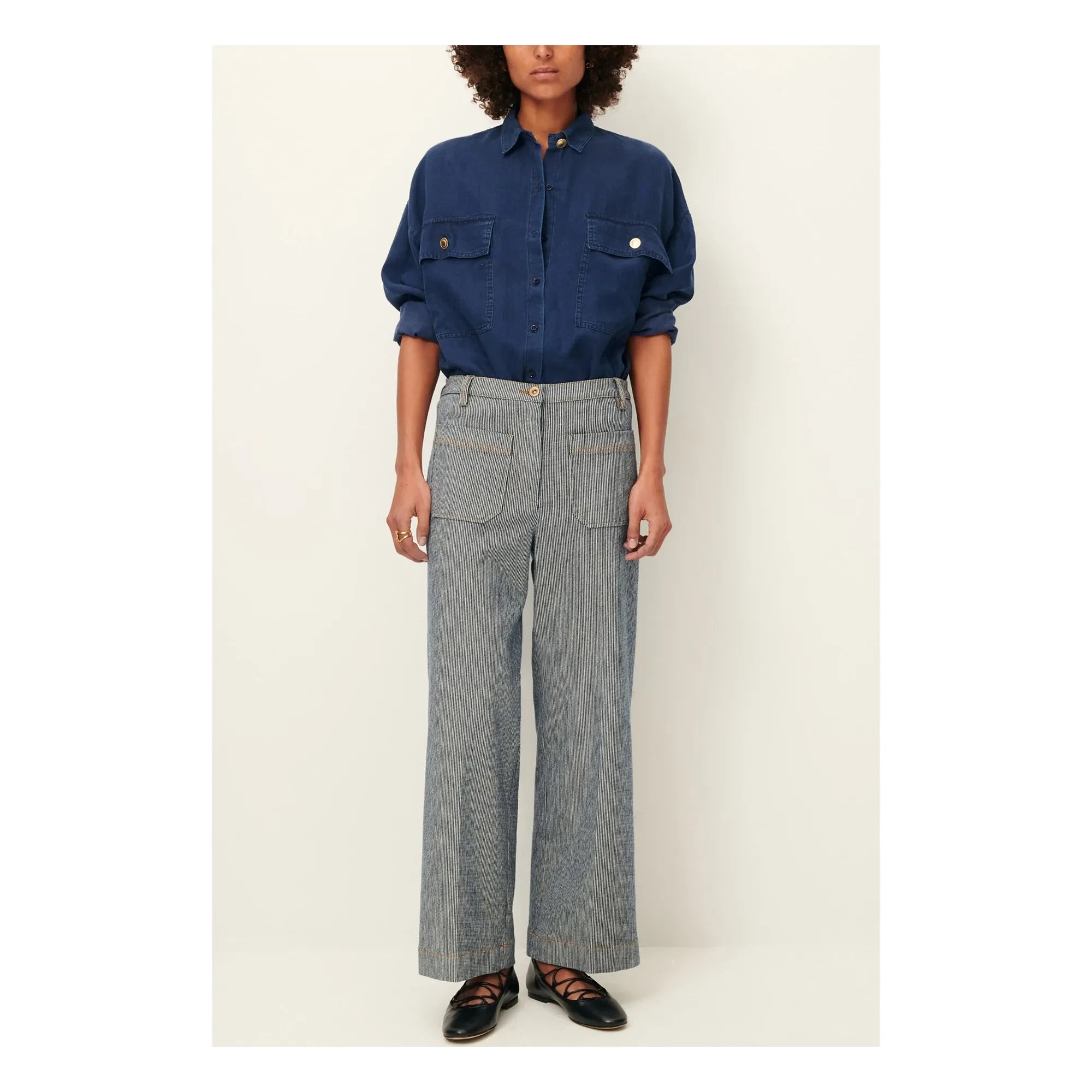 Sessùn - Pantalones de algodón Aldricks | Azul grisáceo
