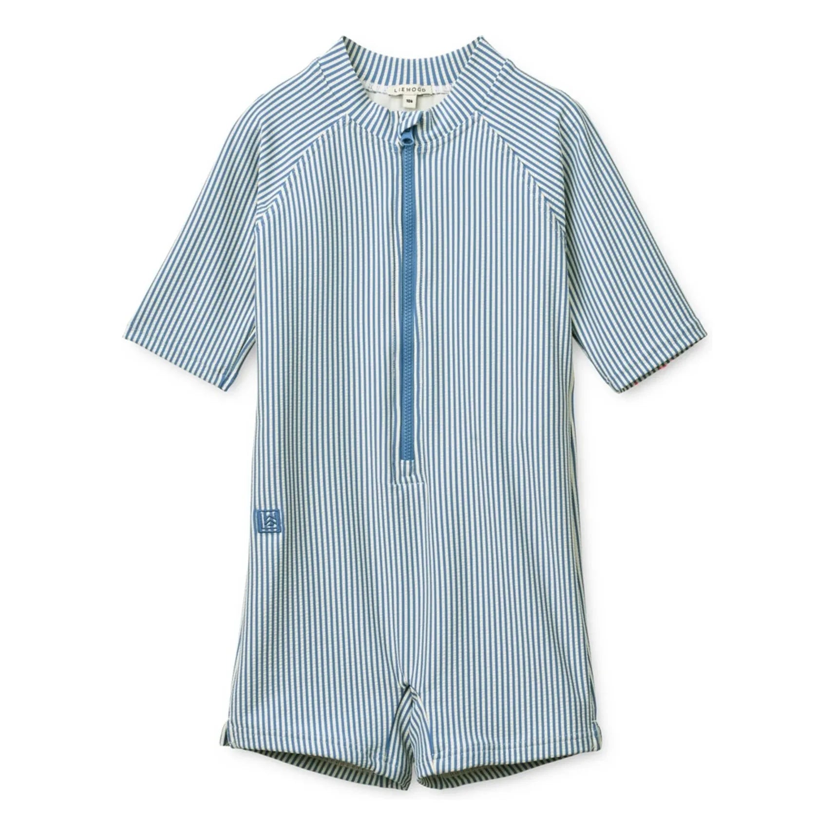 Liewood - Traje de neopreno con protección UV de seersucker a rayas Max de fibras recicladas | Azul