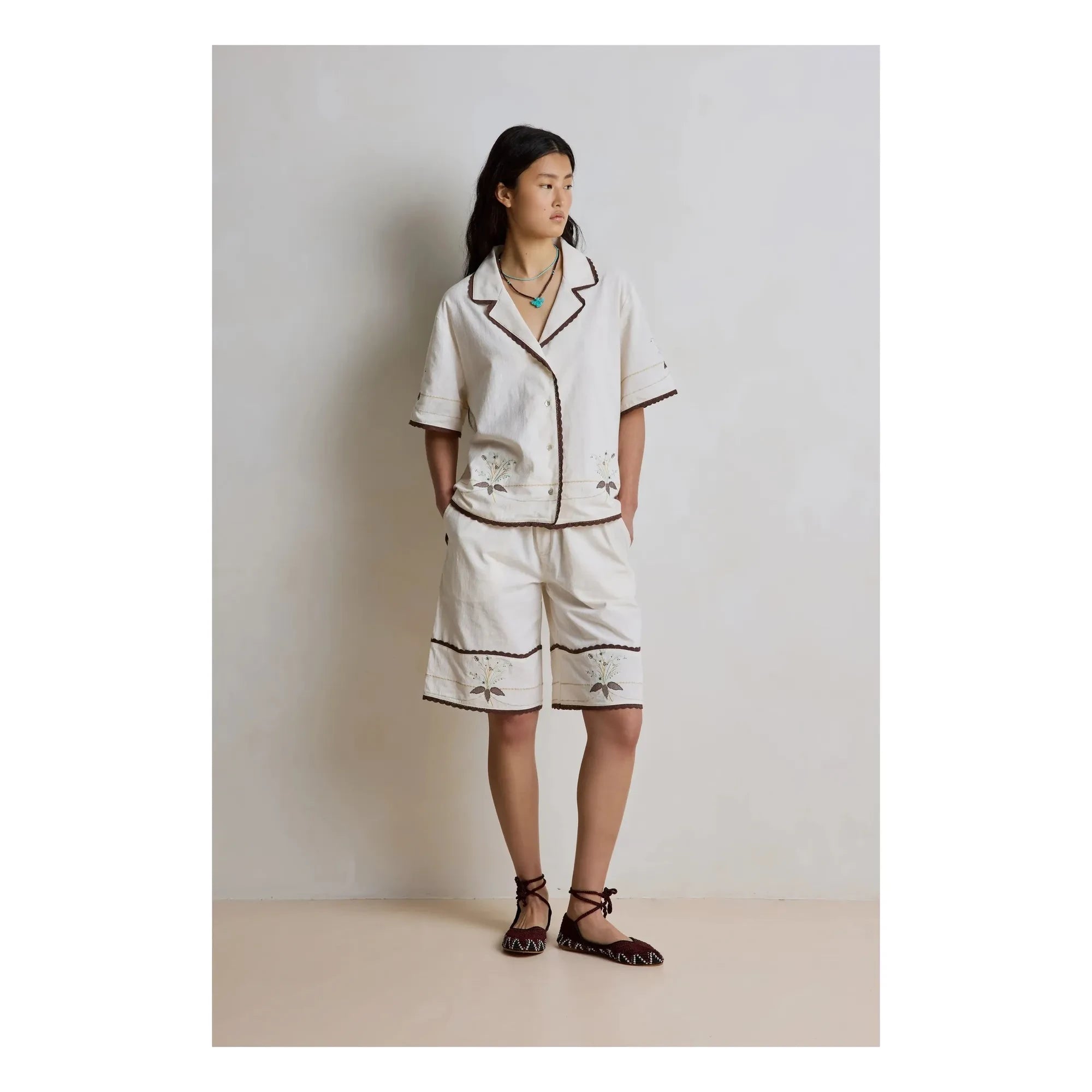 Hod - Camisa capri de algodón | Crema