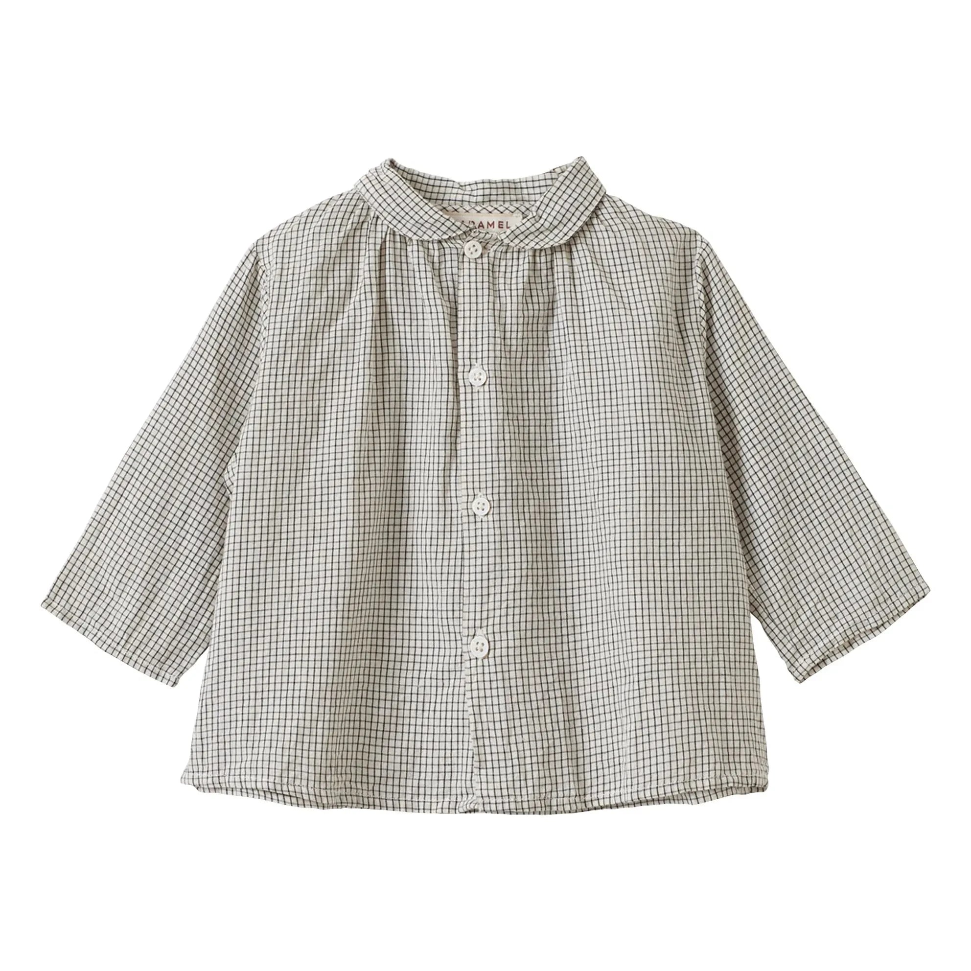 Caramel - Camisa de cuadros con cuello de aloe | Blanco