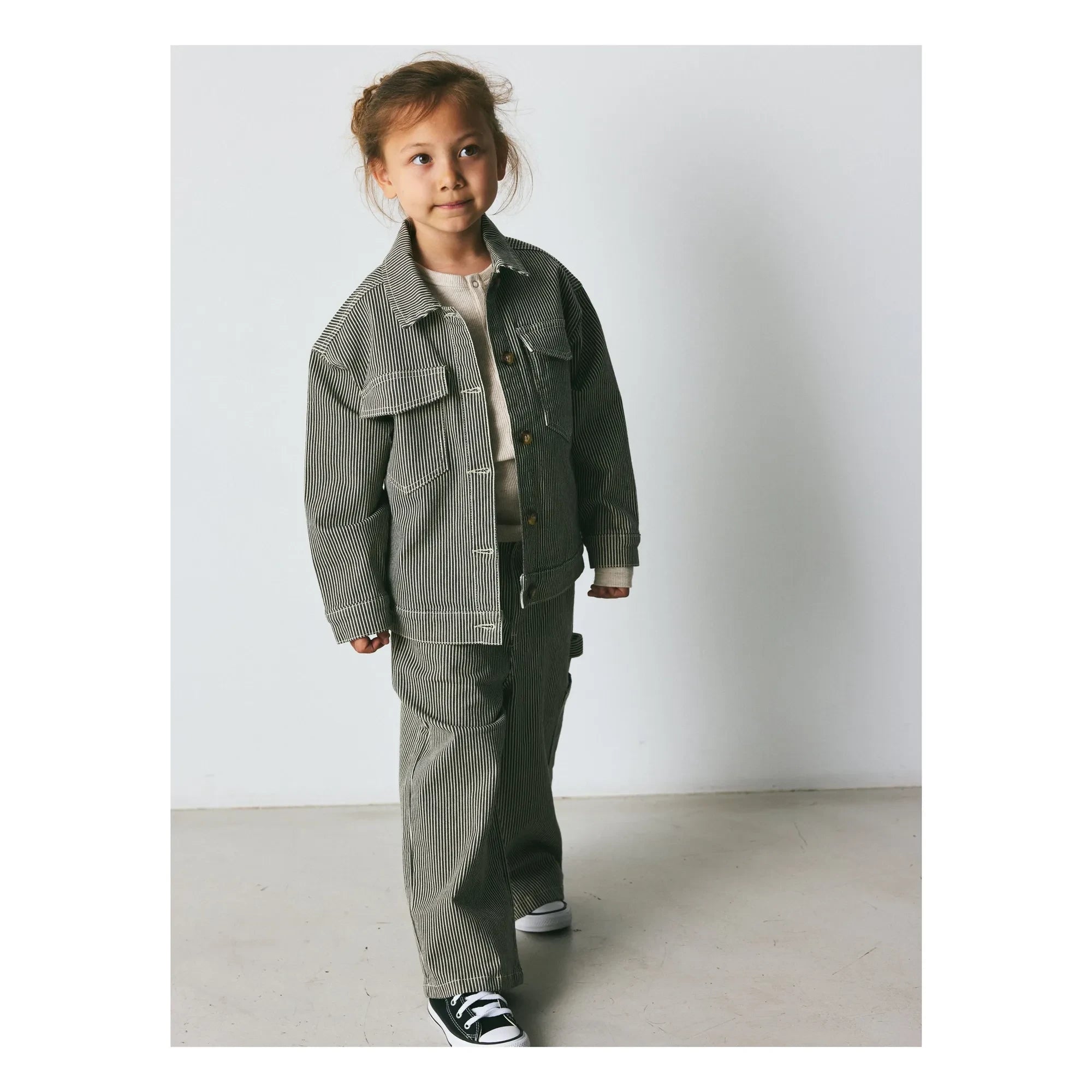brunobruno nation - Pantalones Flynn orgánicos de algodón a rayas | Verde oscuro