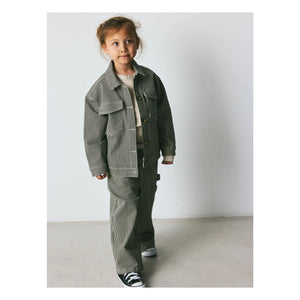 brunobruno nation - Pantalones Flynn orgánicos de algodón a rayas | Verde oscuro