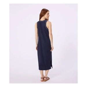 Petit Bateau - Vestido liso de canalé | Azul marino