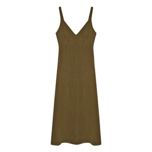the new society - Vestido de lino Bulbine | Verde oliva