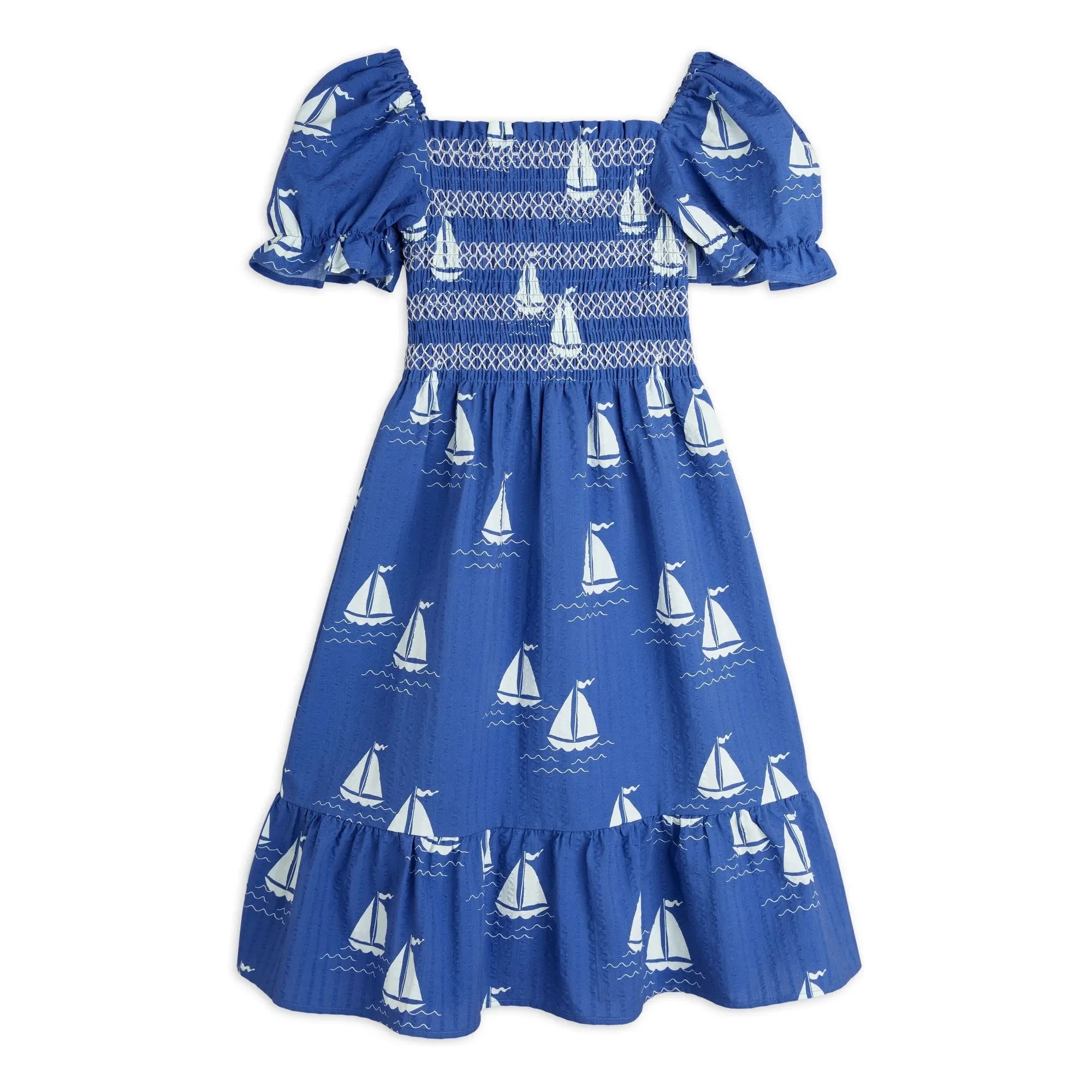 Mini Rodini - Vestido de algodón orgánico Bateaux | Azul