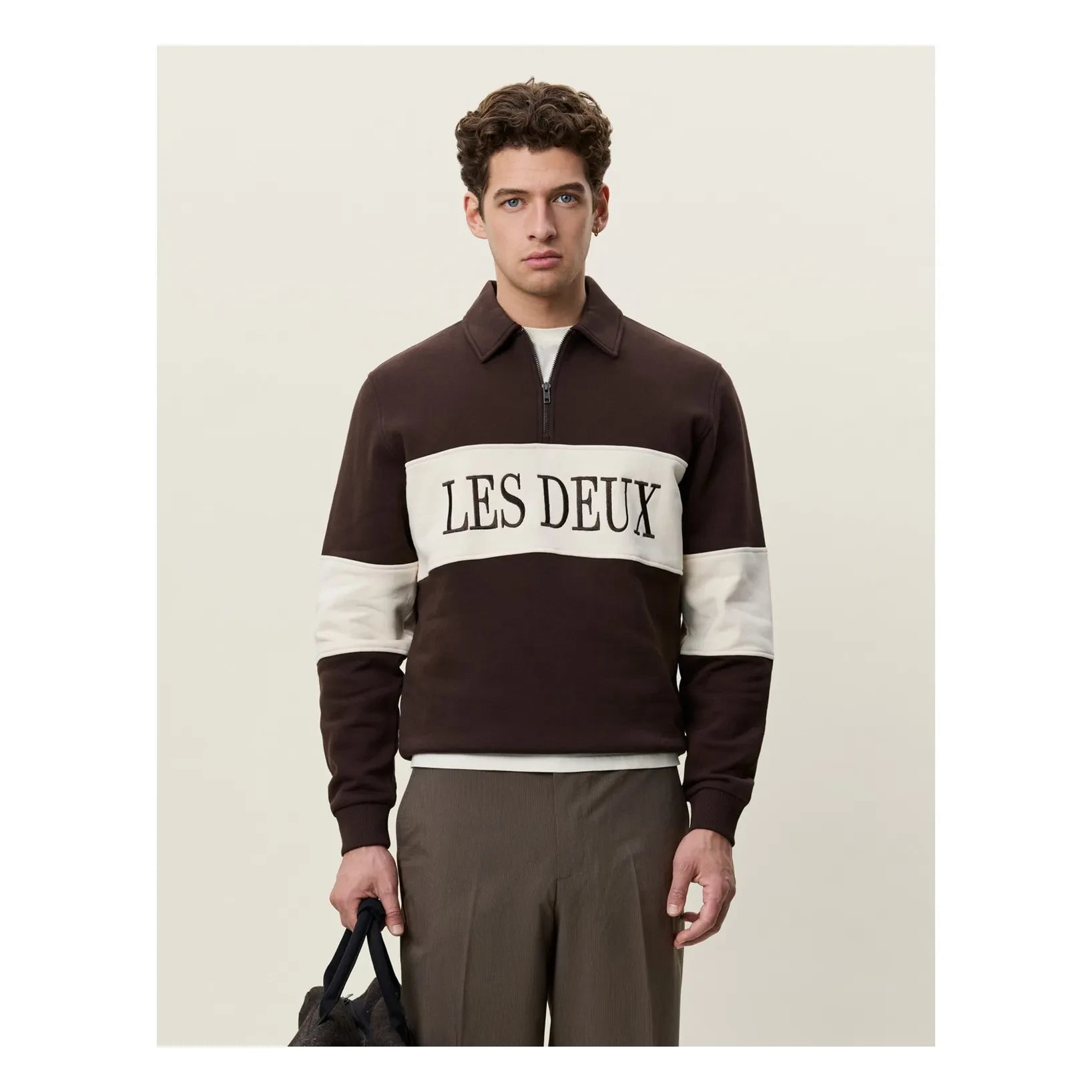 Les Deux - Rugby Fermuarlı Polo Tişört | Kahverengi