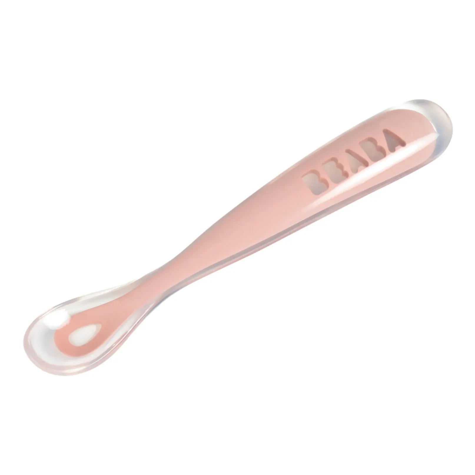 Béaba - Cuchara de silicona suave para bebé | Rosa pálido