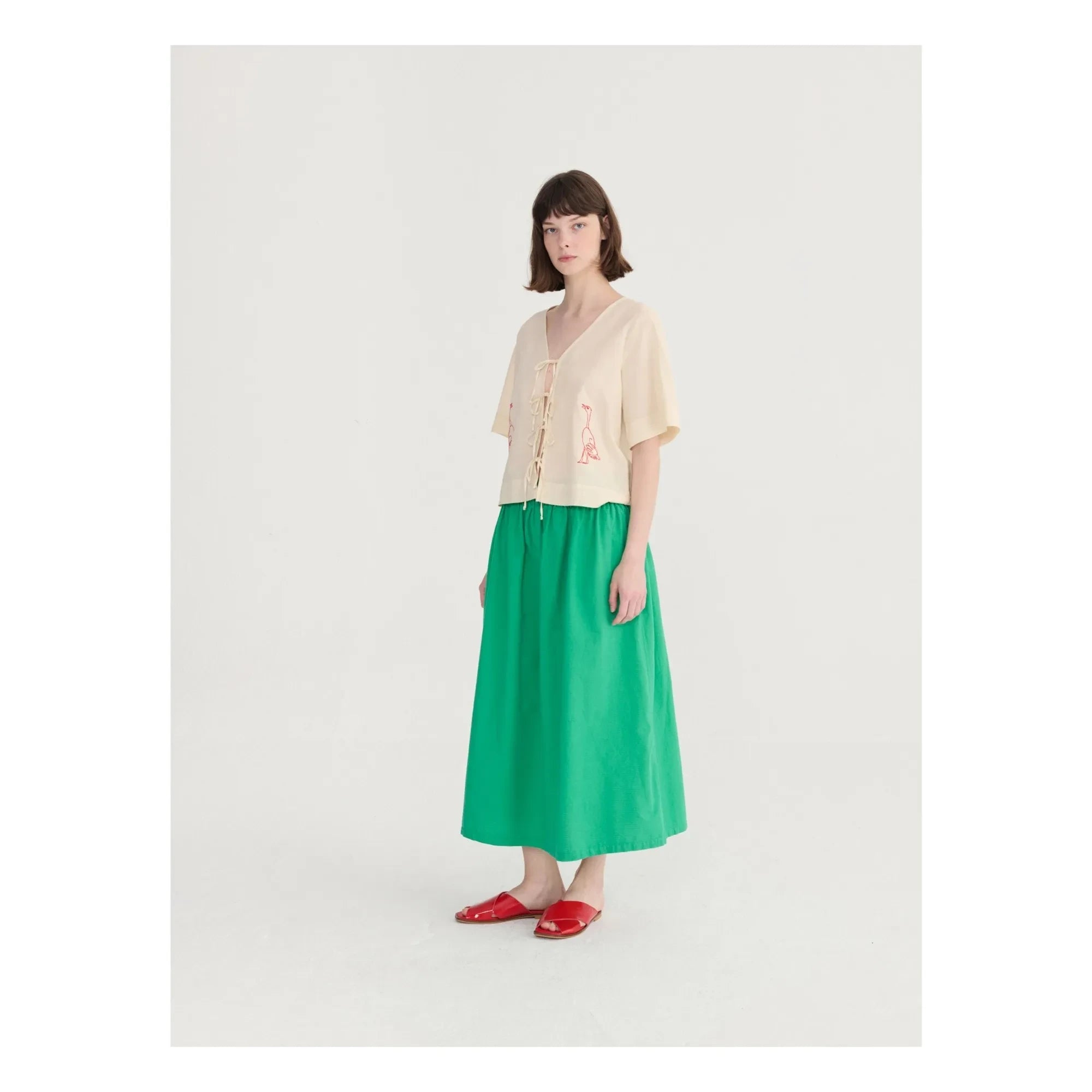 Bobo Choses - Blusa bordada de algodón orgánico | Crema