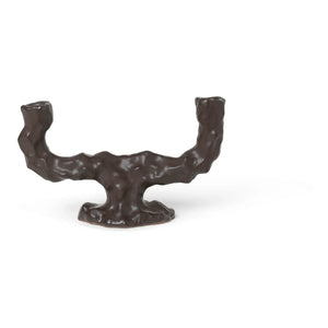 Ferm Living - Dito Stoneware Çift Mumluk | Kahverengi