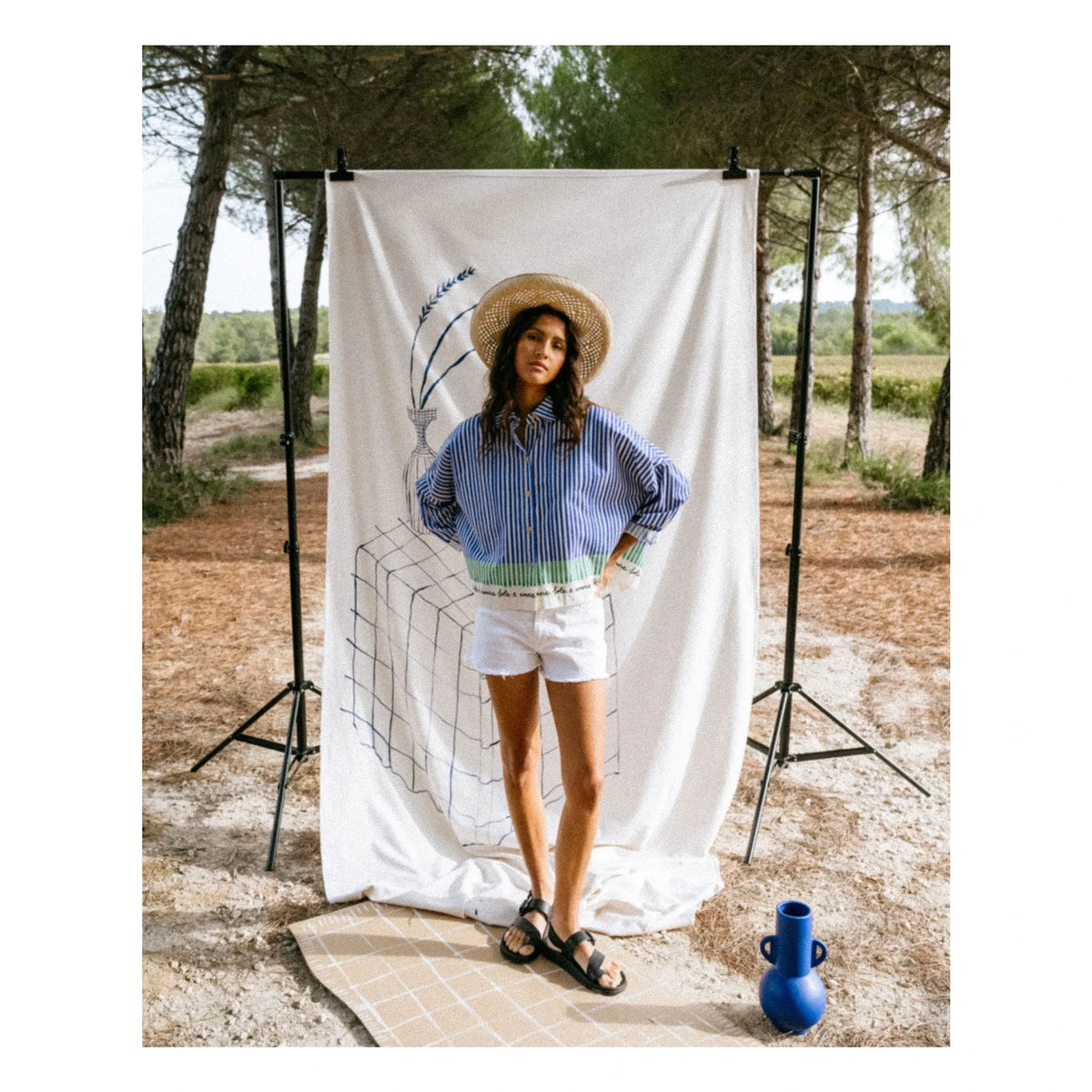 Tinsels - Camisa de rayas de madera | Azul
