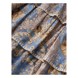 Zimmermann - Vestido Fruncido con Estampado Floral y Ribetes de Volantes | Azul Claro
