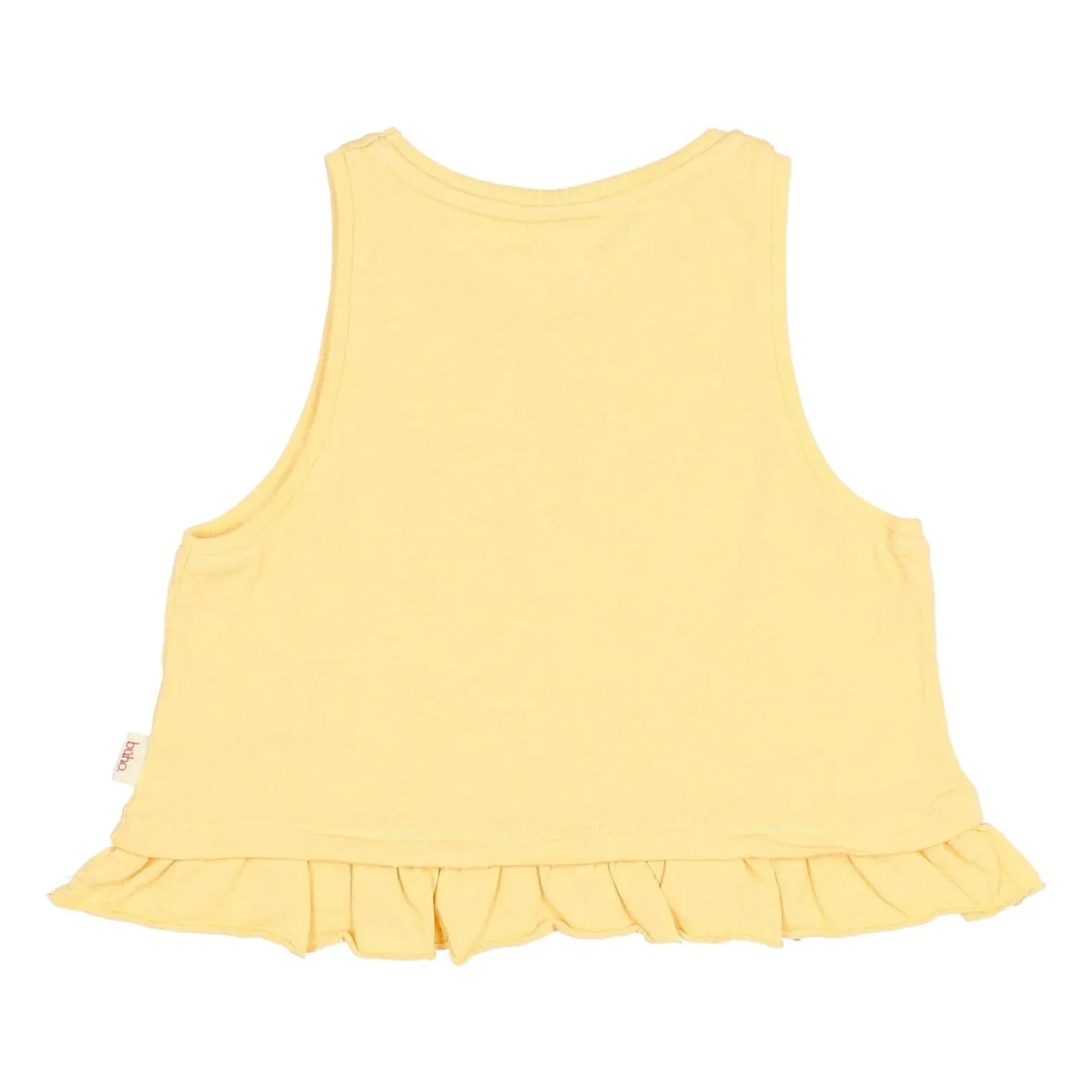 Búho - Camiseta de algodón orgánico con volantes y flores | Amarillo