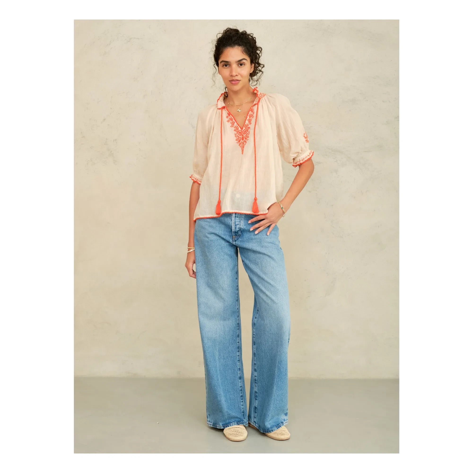 M.A.B.E. - Blusa de algodón Talia | Naranja Coral