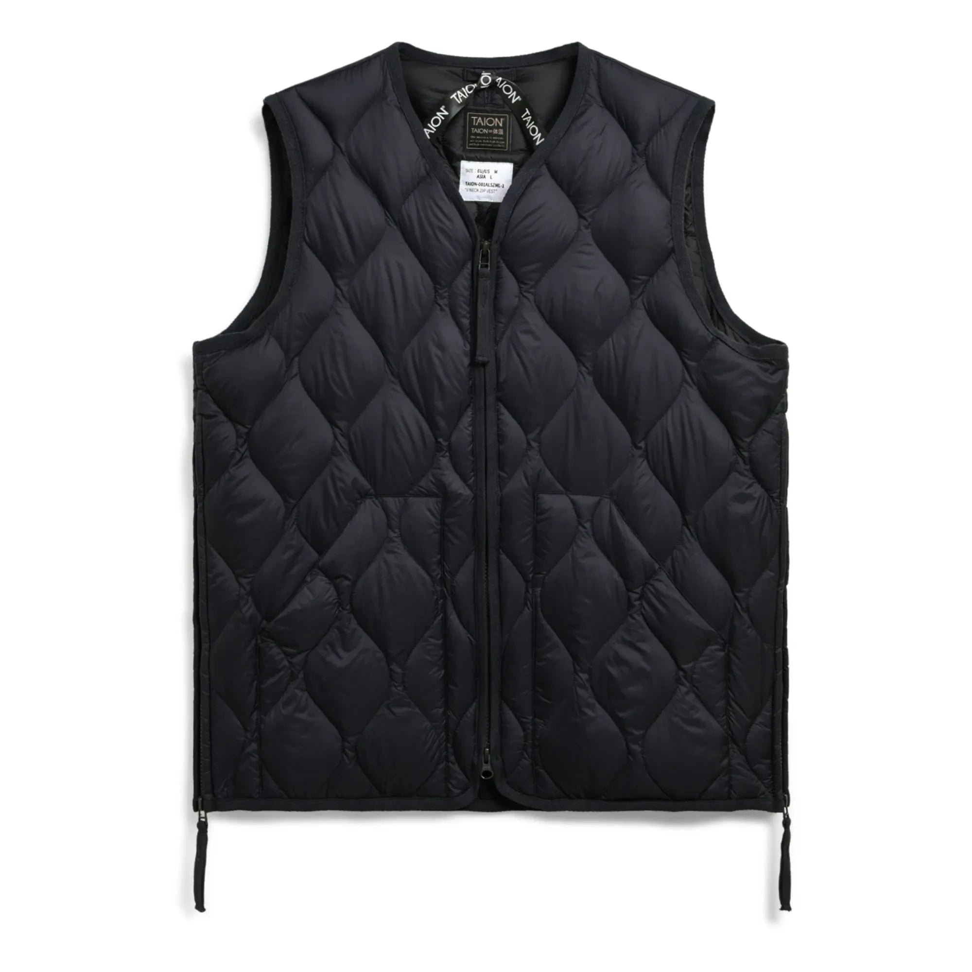 Taion - Chaleco sin mangas militar unisex con cremallera de nailon | Negro