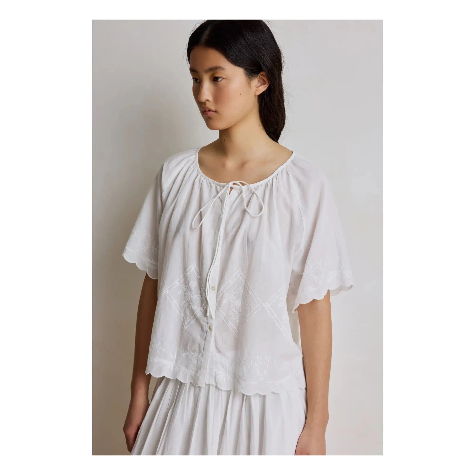 Hod - Blusa bordada con jade | Blanco