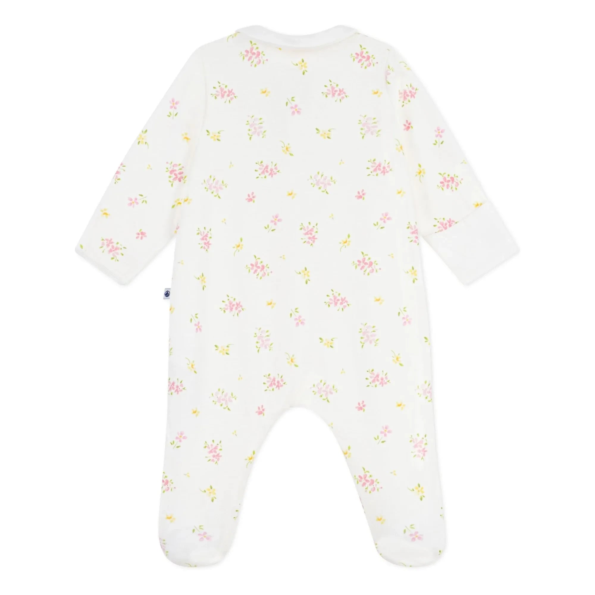 Petit Bateau - Pijama de una pieza con flores de algodón orgánico | Blanco