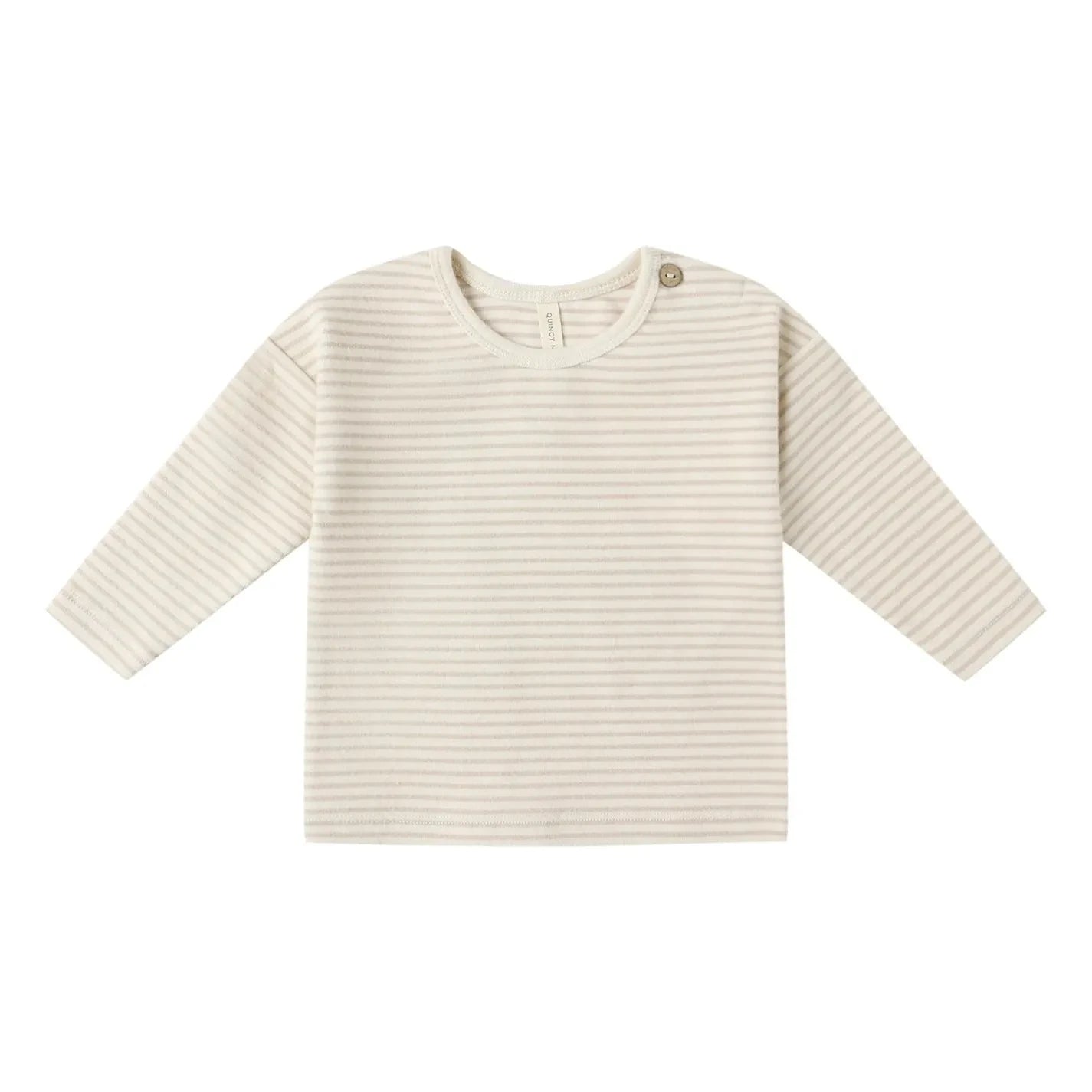 Quincy Mae - Camiseta de punto de rayas orgánico | Color avena