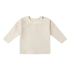 Quincy Mae - Camiseta de punto de rayas orgánico | Color avena