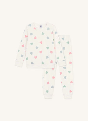 Petit Bateau - Pijama con corazones en modal esponjoso | Crudo