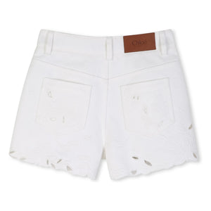 Chloé - Shorts bordados de algodón orgánico | Blanco