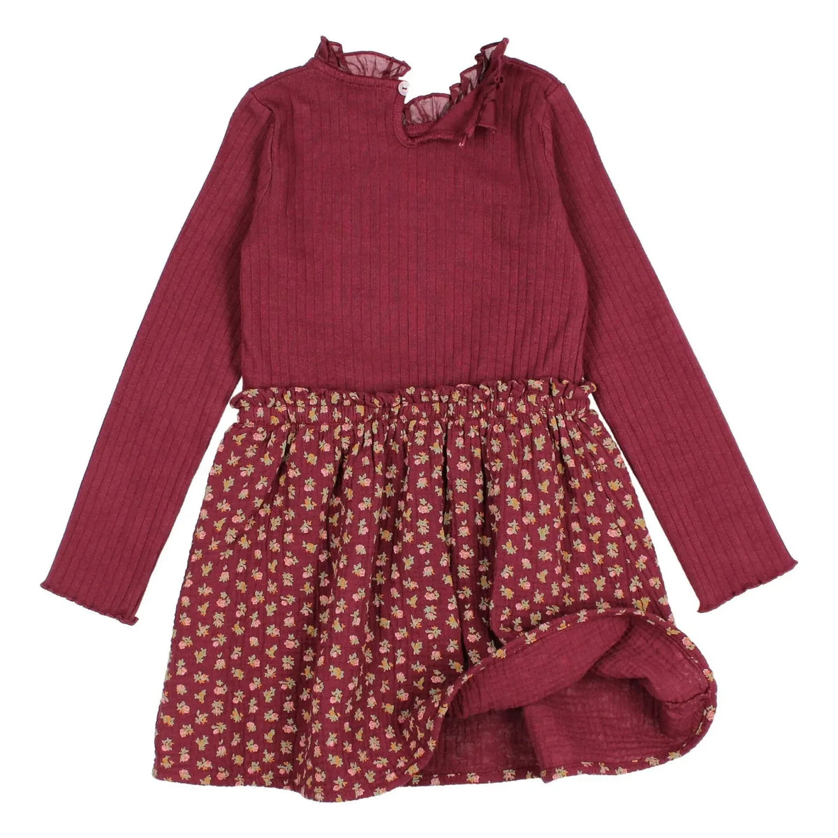 Búho - Vestido de algodón orgánico de doble tela Fleurie | Burdeos