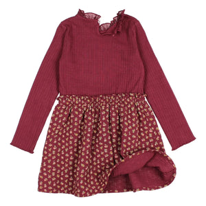 Búho - Vestido de algodón orgánico de doble tela Fleurie | Burdeos