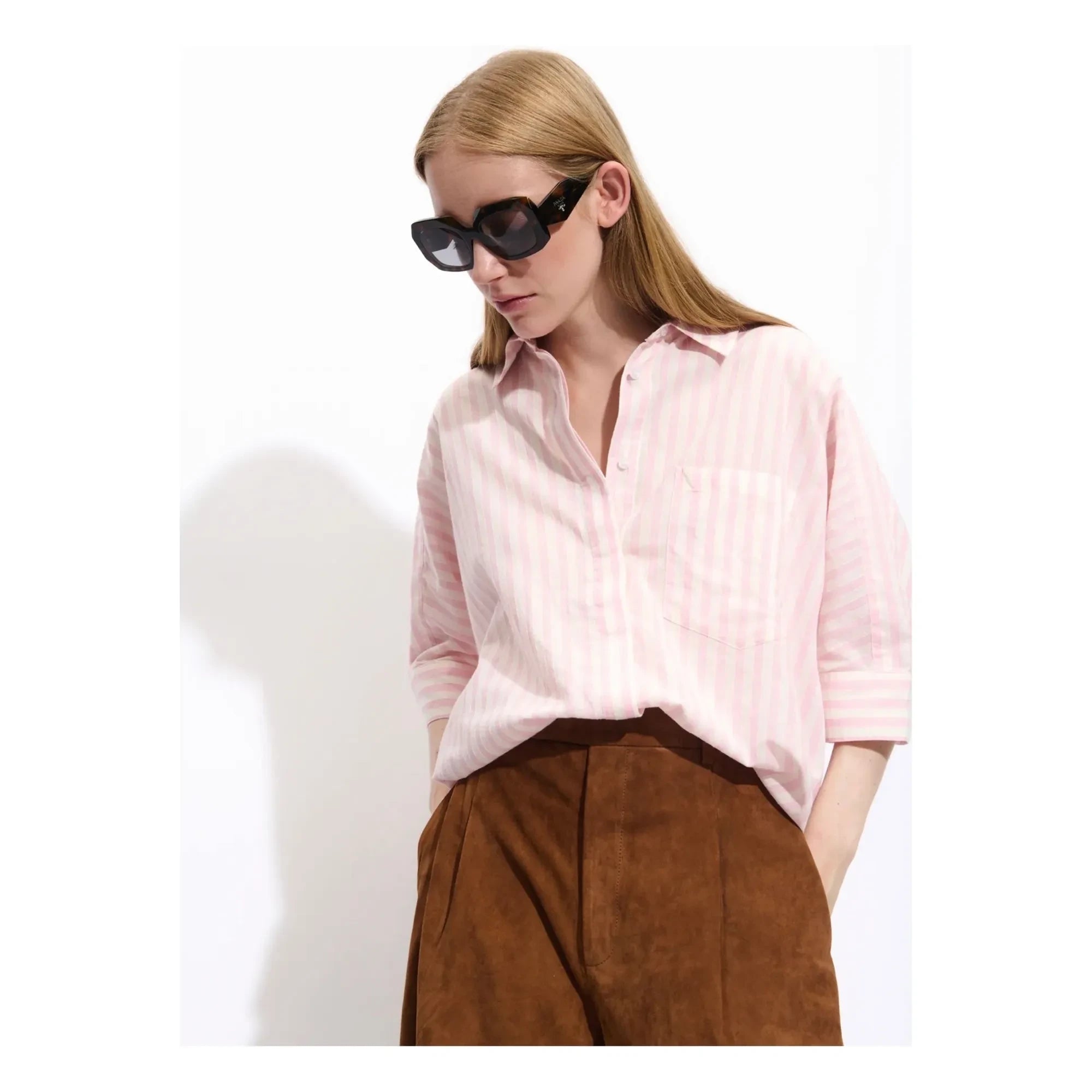 BELLEPIECE - Blusa de rayas de algodón Carmela | Rosa