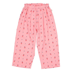 Búho - Pantalones de algodón orgánico con fresas | Rosa caramelo