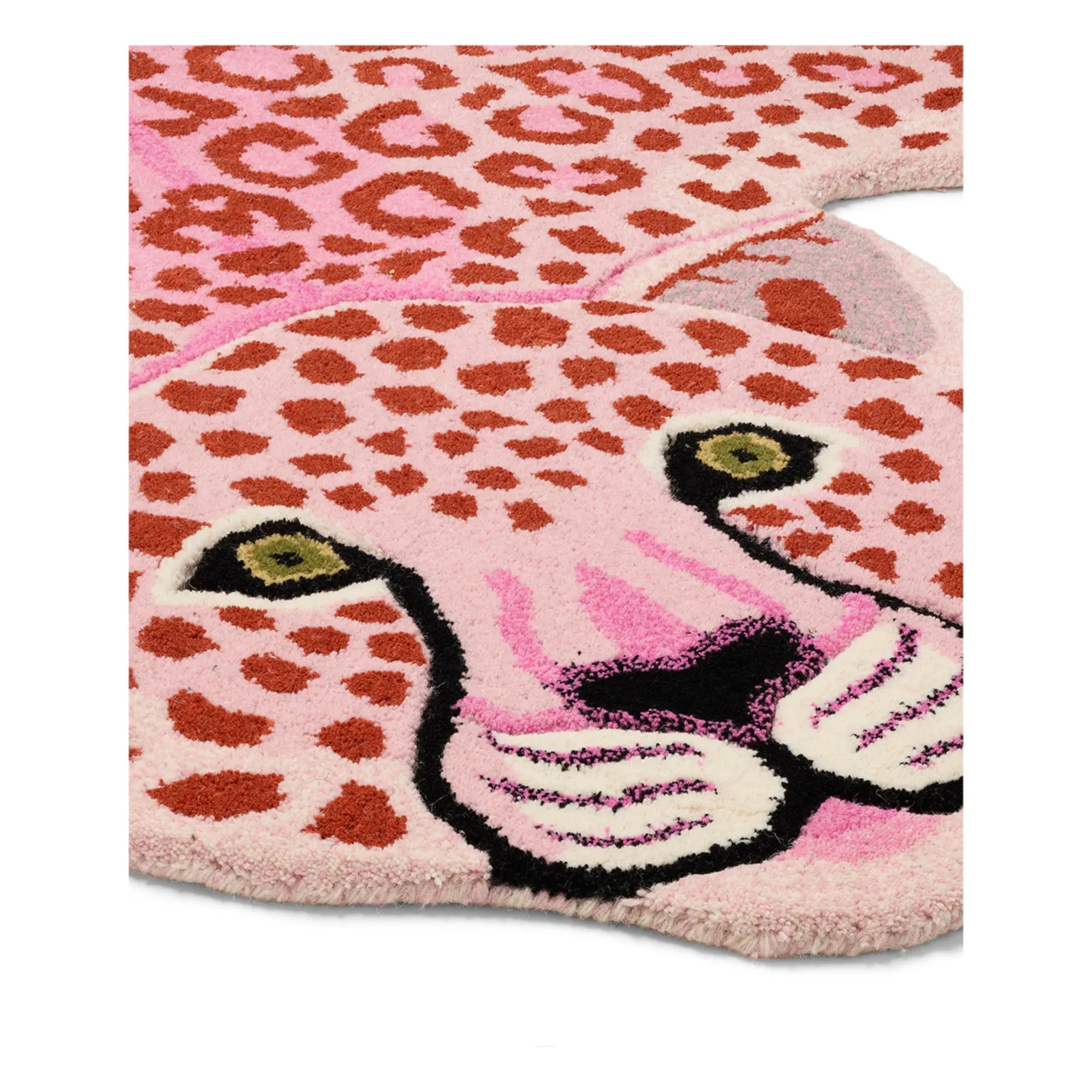 Doing Goods - Alfombra de lana rosa con estampado de leopardo | Rosa