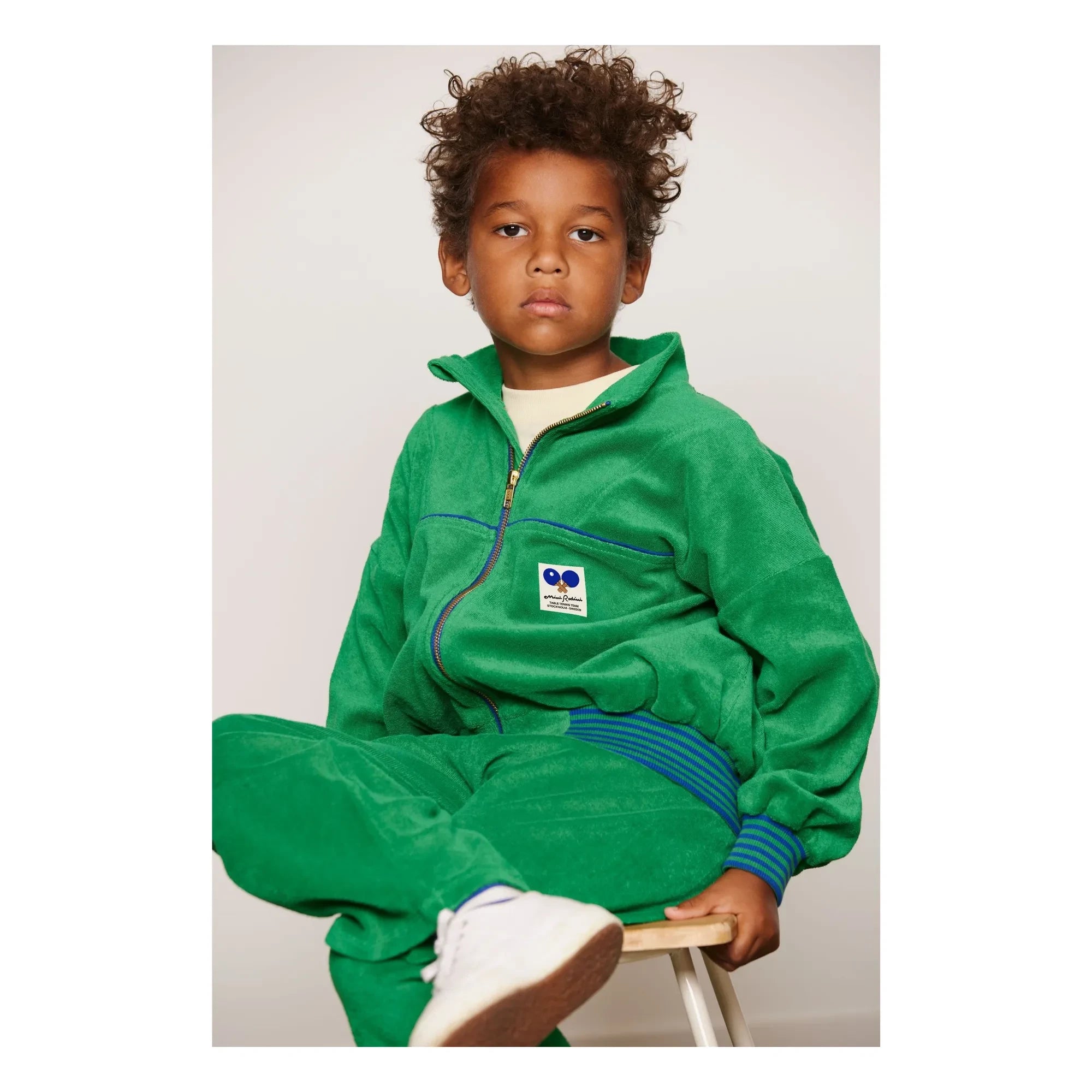 Mini Rodini - Sudadera con cremallera de rizo de algodón orgánico | Verde