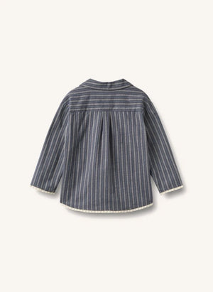 Wheat - Pijama de algodón orgánico a rayas | Gris azulado
