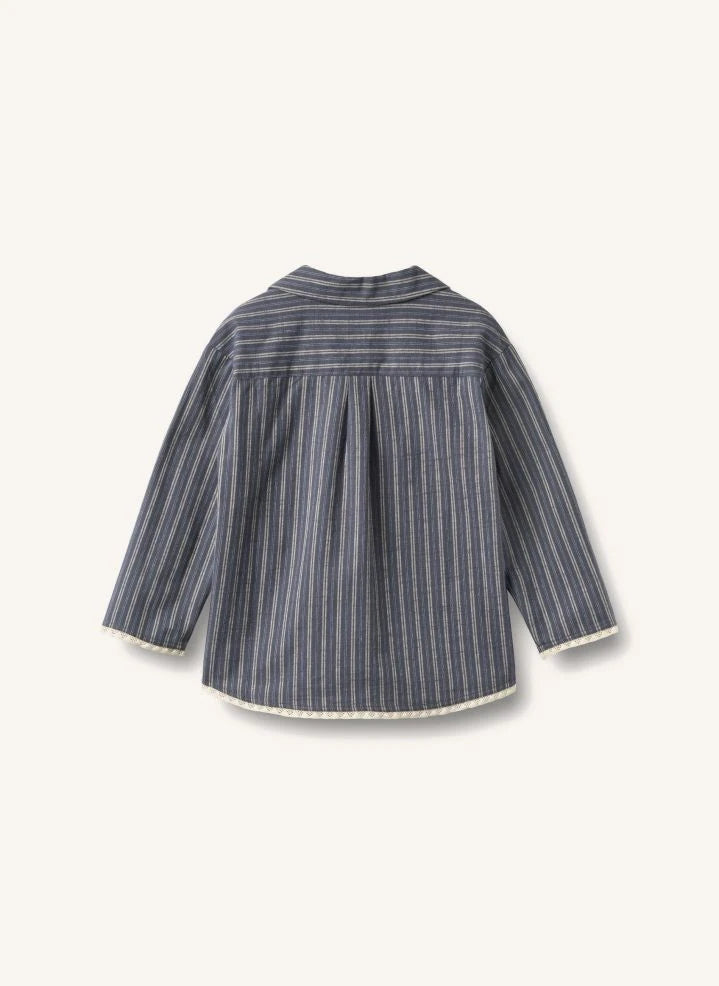 Wheat - Pijama de algodón orgánico a rayas | Gris azulado