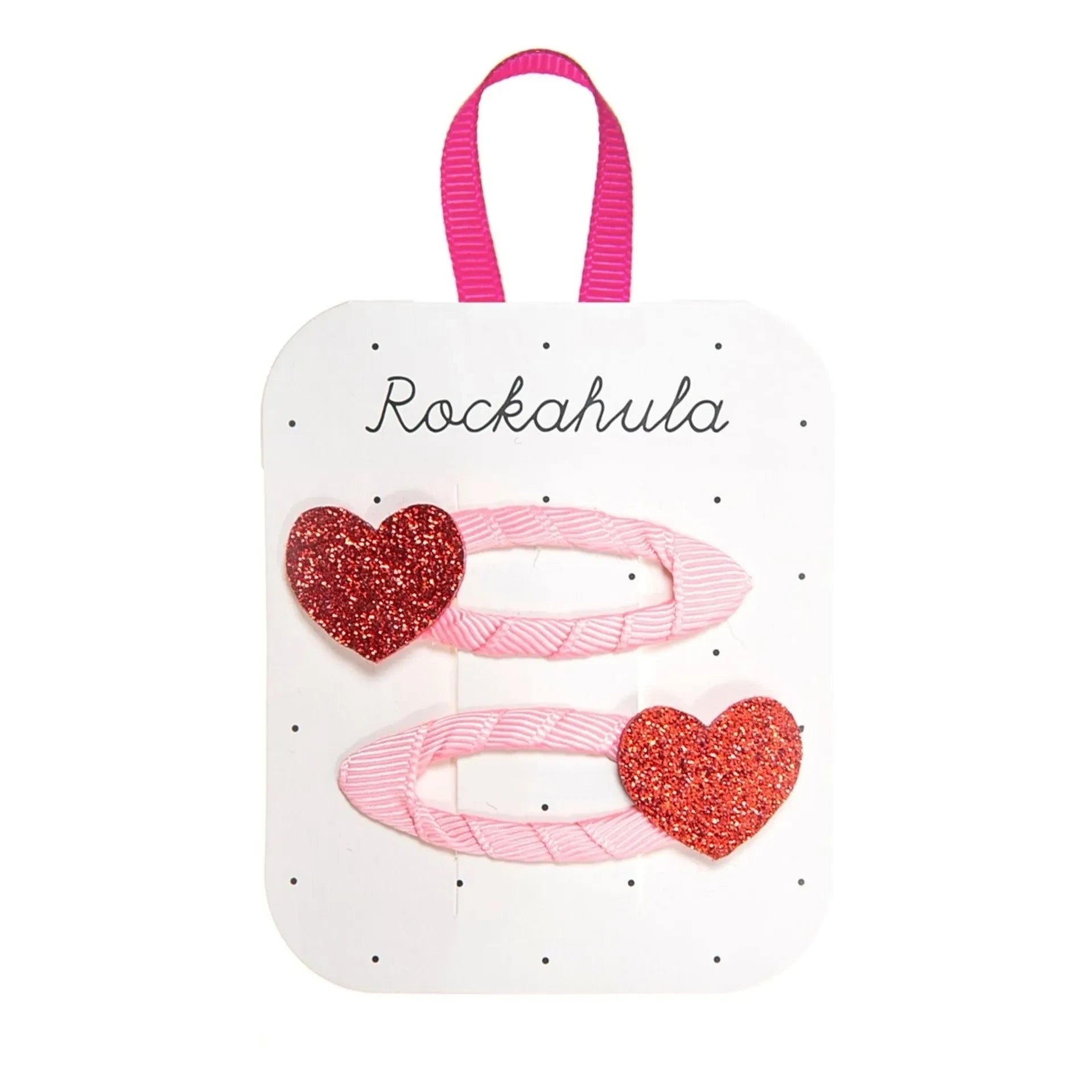 Rockahula Kids - Set de 2 pinzas de pelo corazón brillante | Rojo