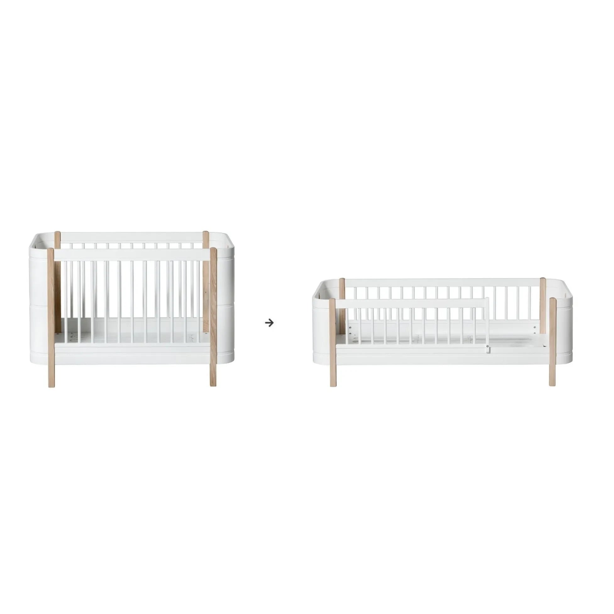 Oliver Furniture - Wood Mini+ Karyoladan Genç Yatağa Dönüşüm Kiti | Meşe