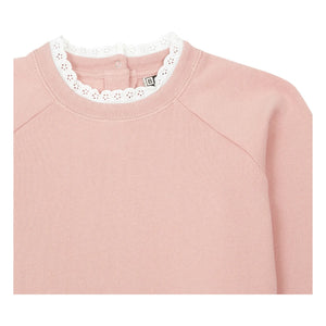 Bonton - Sudadera de algodón orgánico Tilia con cuello de encaje | Rosa