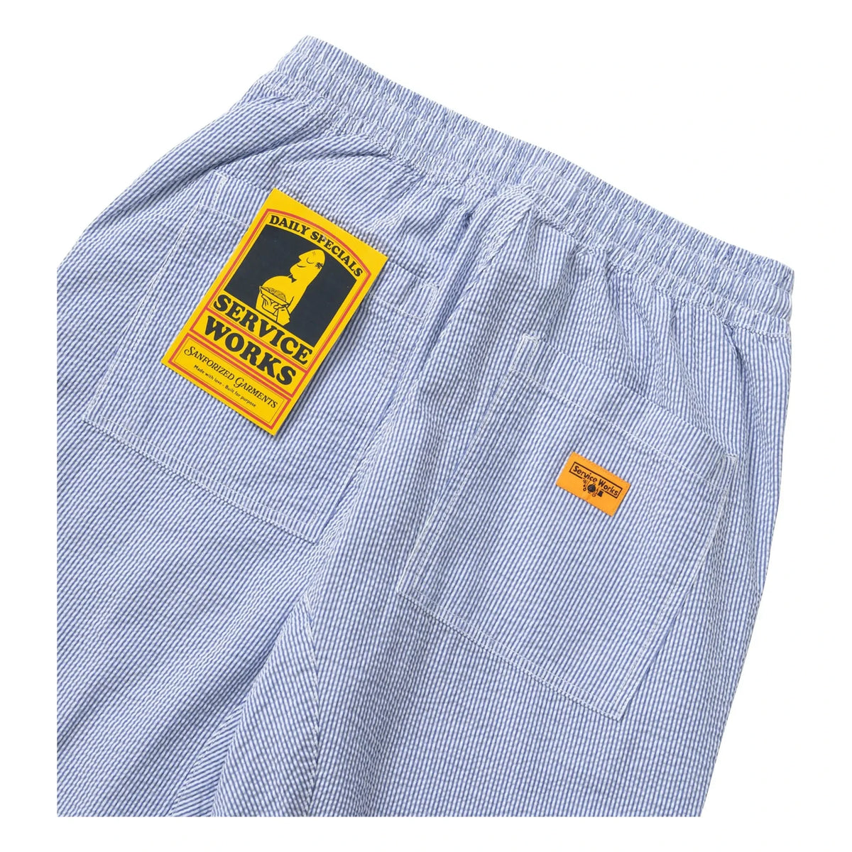 Service Works - Pantalones seersucker a rayas de durazno | Azul claro