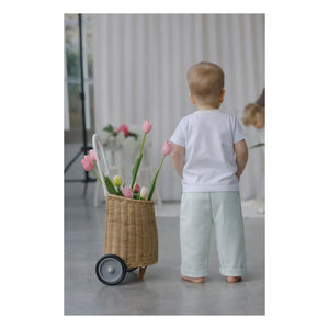 Lililotte - Pantalones Gabardina Algodón Orgánico a Rayas Paul | Verde Menta