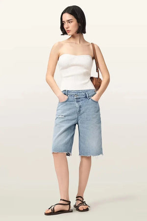AllSaints AKI - Shorts vaqueros para mujer
