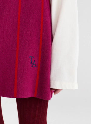 True Artist - Çizgili Yün Ex Libris Etek | Bordo