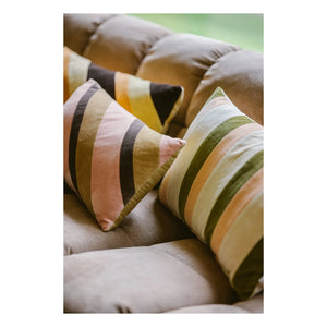 HKliving - Cojín de terciopelo a rayas | Crema