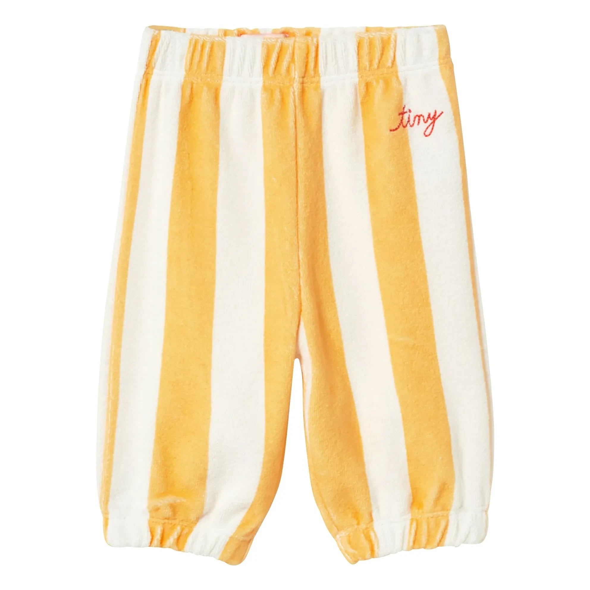 Tinycottons - Pantalones deportivos a rayas de tejido de rizo de algodón orgánico | Amarillo