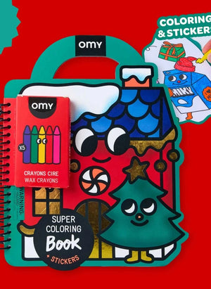 Omy - Libro para colorear de pegatinas de Navidad