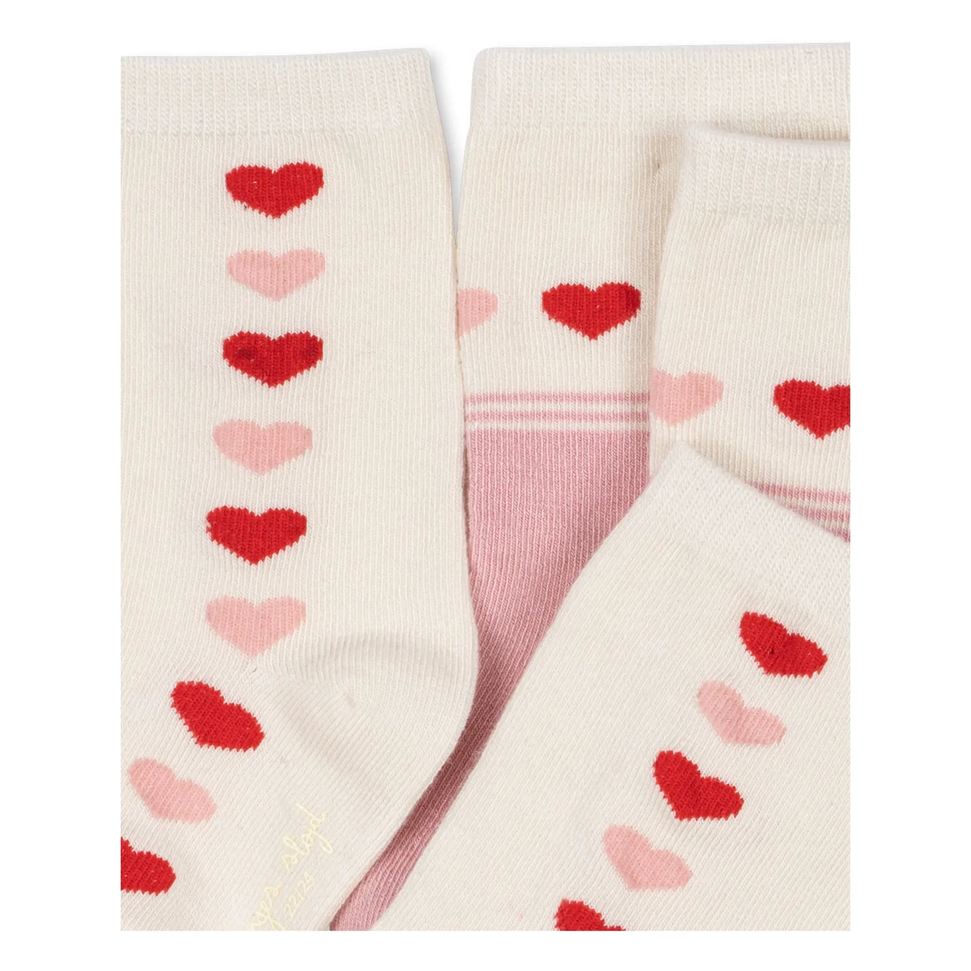 Konges Sløjd - Set de 2 pares de calcetines de jacquard con corazones | Crudo